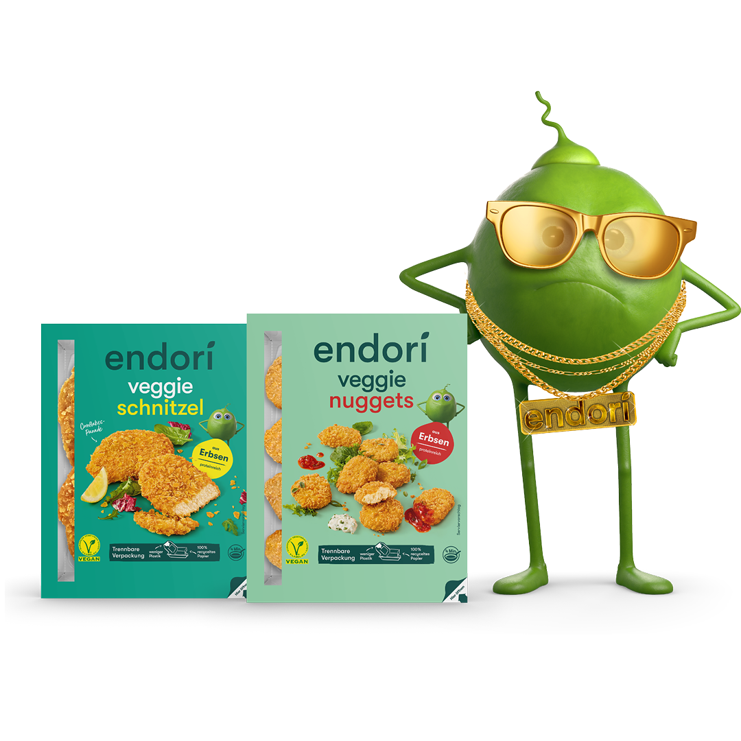 endori veggie nuggets und veggie schnitzel mit Erbse endori veggie nuggets und veggie schnitzel mit Erbse