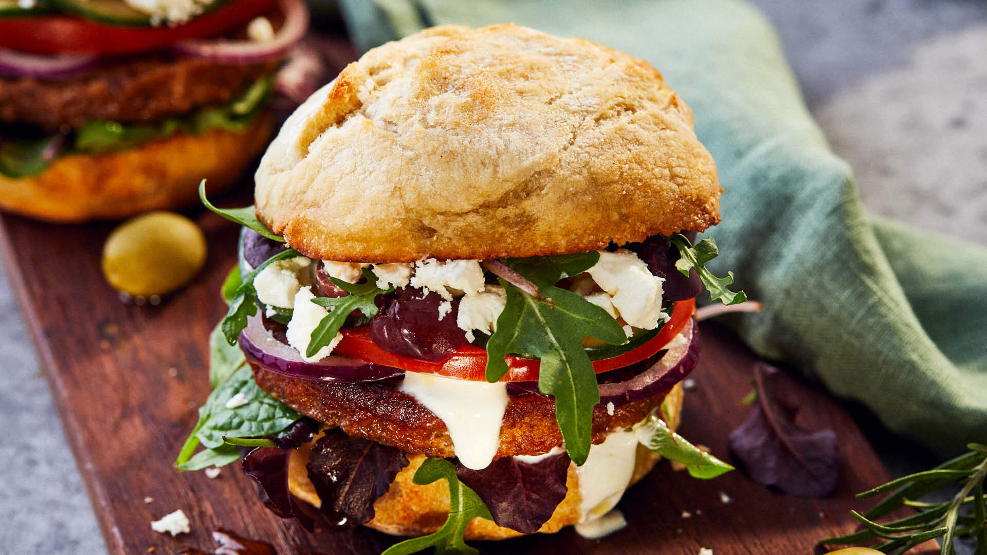 Greek Style Burger mit endori veggie burger