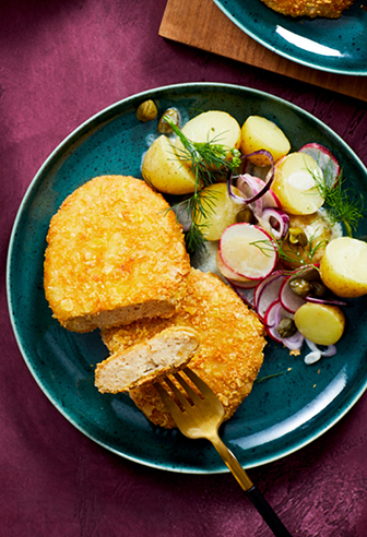 endori vegane Schnitzel mit Frühlingskartoffelsalat