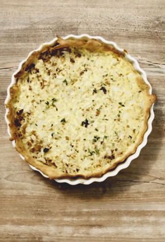 Zwiebelkuchen mit veganem Hack Zwiebelkuchen mit veganem Hack