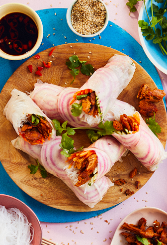Sommerrollen mit endori veganem Chicken Chili Paprika